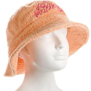 GANNI Logo Embroidered Terrycloth Bucket Beach Hat